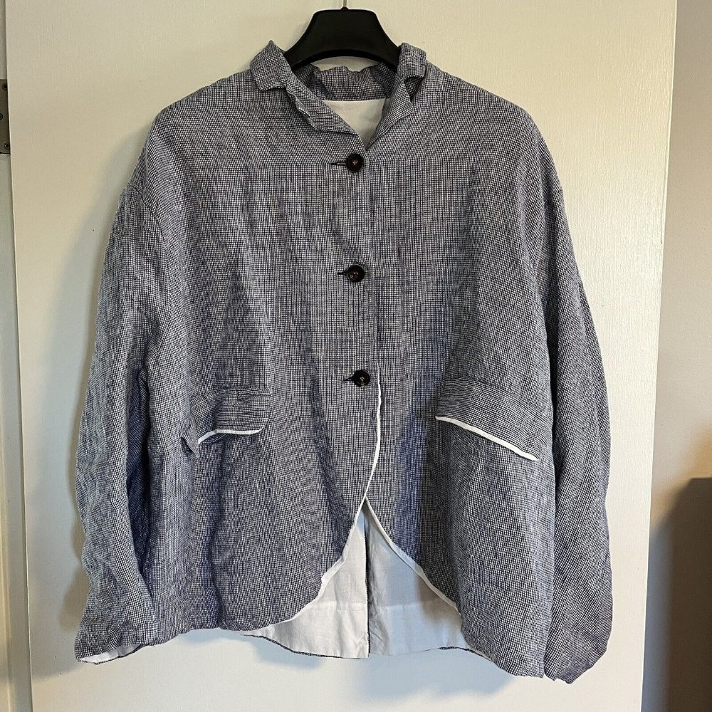 Hannoh Wessel Jacket Blazer Blue Linen Cotton Women's Size 34